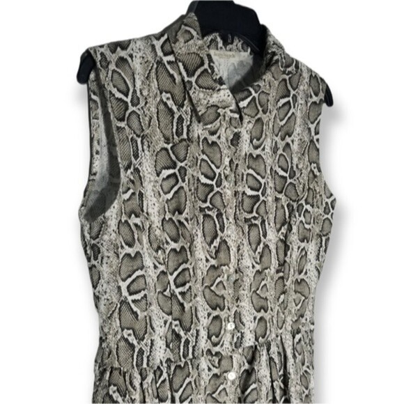 Laura Bianchi 100% Linen Snake Python Print Sleeveless Lagenlook Shirt Dress SM - Picture 3 of 7